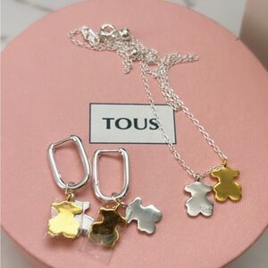 Tous sweet dolls short two-tone Necklace and earrings with motifs set